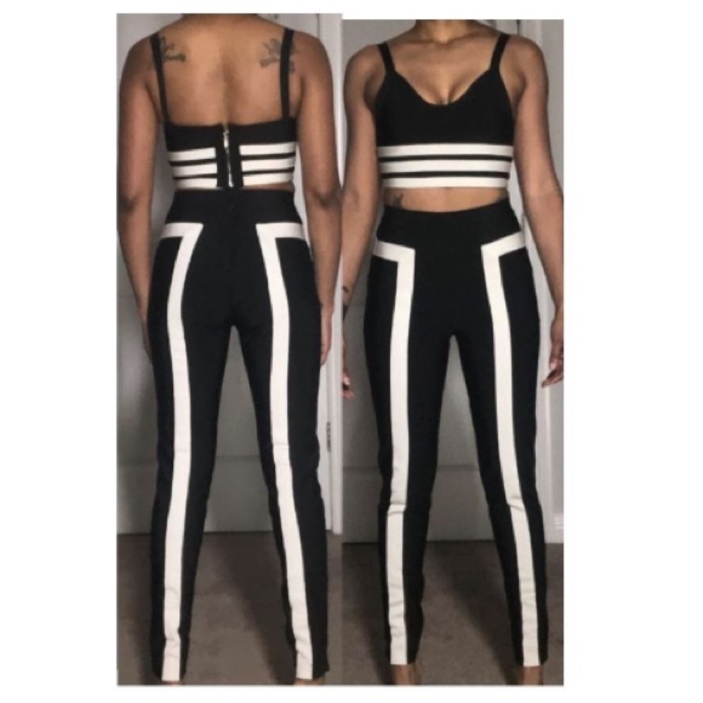 Black and white 2 piece night out fit